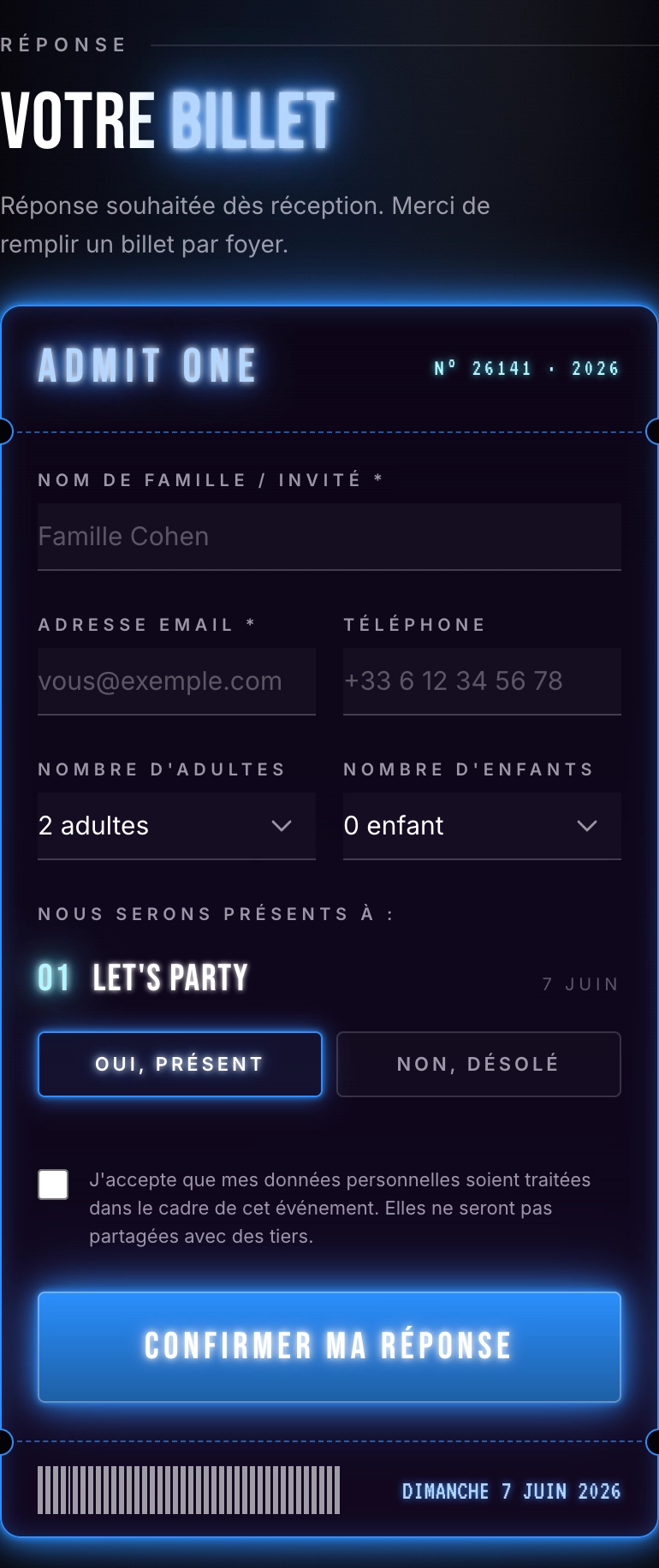 Même faire-part Bar Mitzvah affichant uniquement les cérémonies réservées aux amis